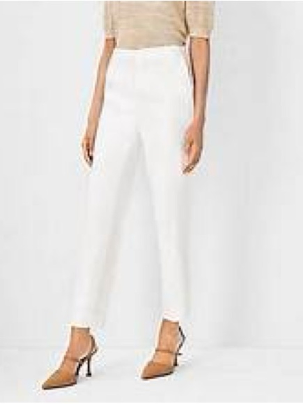 Ann Taylor The High Waist Side Zip Ankle Pant in Herringbone Linen Blend 590358